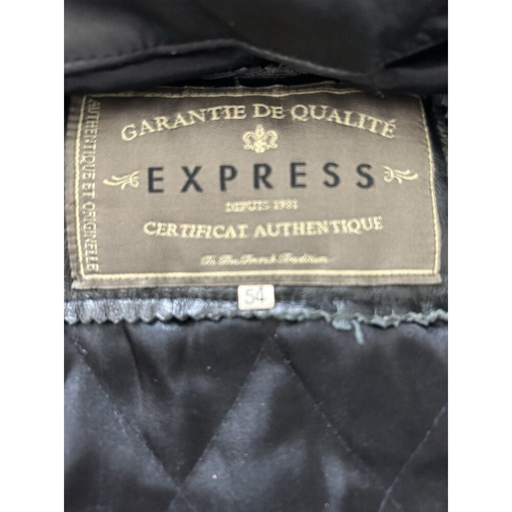 Express SIZE 54 Men's black genuine leather winter coat classic look - Picture 11 of 15